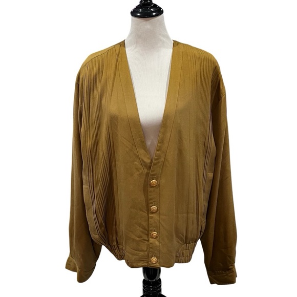 Vintage Genelli Pure Silk Oversized 4 Button Blazer Jacket Size XL - Picture 1 of 7